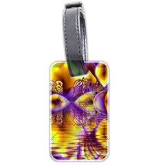 Golden Violet Crystal Palace, Abstract Cosmic Explosion Luggage Tag (two Sides) by DianeClancy