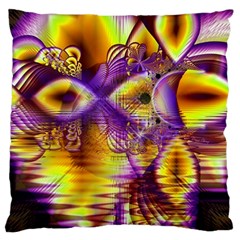 Golden Violet Crystal Palace, Abstract Cosmic Explosion Large Cushion Case (two Sided)  by DianeClancy