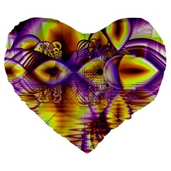 Golden Violet Crystal Palace, Abstract Cosmic Explosion 19  Premium Heart Shape Cushion