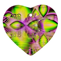 Raspberry Lime Mystical Magical Lake, Abstract  Heart Ornament by DianeClancy