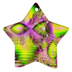 Raspberry Lime Mystical Magical Lake, Abstract  Star Ornament by DianeClancy