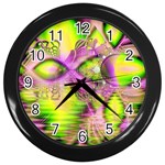 Raspberry Lime Mystical Magical Lake, Abstract  Wall Clock (Black) Front