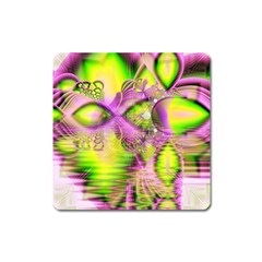 Raspberry Lime Mystical Magical Lake, Abstract  Magnet (square) by DianeClancy