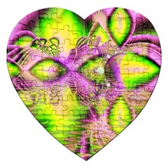 Raspberry Lime Mystical Magical Lake, Abstract  Jigsaw Puzzle (heart) by DianeClancy