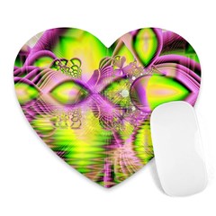 Raspberry Lime Mystical Magical Lake, Abstract  Mouse Pad (heart) by DianeClancy