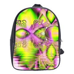 Raspberry Lime Mystical Magical Lake, Abstract  School Bag (large) by DianeClancy