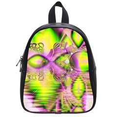 Raspberry Lime Mystical Magical Lake, Abstract  School Bag (small) by DianeClancy