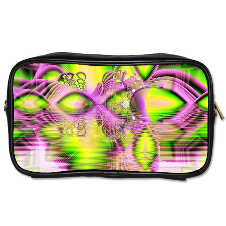 Raspberry Lime Mystical Magical Lake, Abstract  Travel Toiletry Bag (Two Sides)