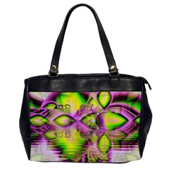 Raspberry Lime Mystical Magical Lake, Abstract  Oversize Office Handbag (one Side) by DianeClancy