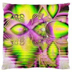 Raspberry Lime Mystical Magical Lake, Abstract  Large Cushion Case (two Sided)  by DianeClancy