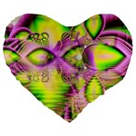 Raspberry Lime Mystical Magical Lake, Abstract  19  Premium Heart Shape Cushion Front