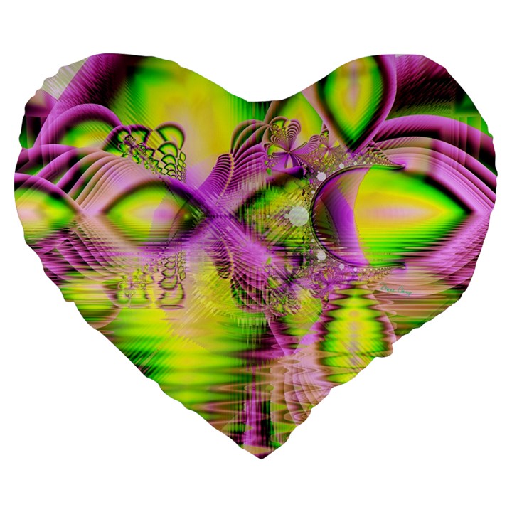 Raspberry Lime Mystical Magical Lake, Abstract  19  Premium Heart Shape Cushion