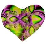 Raspberry Lime Mystical Magical Lake, Abstract  19  Premium Heart Shape Cushion Back