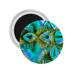 Crystal Gold Peacock, Abstract Mystical Lake 2 25  Button Magnet by DianeClancy