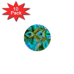 Crystal Gold Peacock, Abstract Mystical Lake 1  Mini Button Magnet (10 pack)