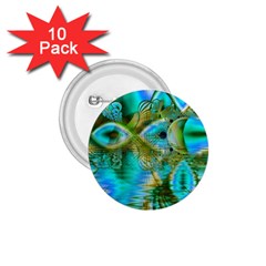 Crystal Gold Peacock, Abstract Mystical Lake 1.75  Button (10 pack)