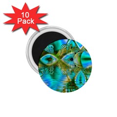 Crystal Gold Peacock, Abstract Mystical Lake 1.75  Button Magnet (10 pack)