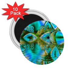 Crystal Gold Peacock, Abstract Mystical Lake 2 25  Button Magnet (10 Pack) by DianeClancy