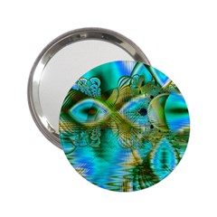 Crystal Gold Peacock, Abstract Mystical Lake Handbag Mirror (2 25 ) by DianeClancy