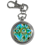 Crystal Gold Peacock, Abstract Mystical Lake Key Chain Watch Front