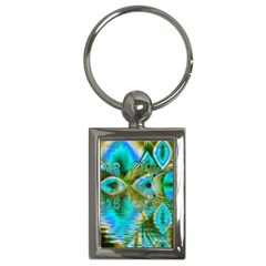 Crystal Gold Peacock, Abstract Mystical Lake Key Chain (rectangle) by DianeClancy