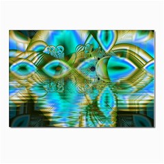 Crystal Gold Peacock, Abstract Mystical Lake Postcard 4 x 6  (10 Pack)