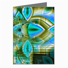 Crystal Gold Peacock, Abstract Mystical Lake Greeting Card by DianeClancy