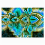 Crystal Gold Peacock, Abstract Mystical Lake Glasses Cloth (Large) Front