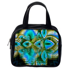 Crystal Gold Peacock, Abstract Mystical Lake Classic Handbag (One Side)