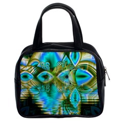 Crystal Gold Peacock, Abstract Mystical Lake Classic Handbag (Two Sides)