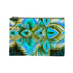 Crystal Gold Peacock, Abstract Mystical Lake Cosmetic Bag (large) by DianeClancy