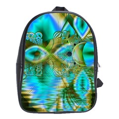 Crystal Gold Peacock, Abstract Mystical Lake School Bag (large) by DianeClancy