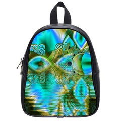 Crystal Gold Peacock, Abstract Mystical Lake School Bag (small) by DianeClancy