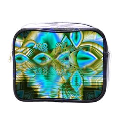 Crystal Gold Peacock, Abstract Mystical Lake Mini Travel Toiletry Bag (one Side) by DianeClancy