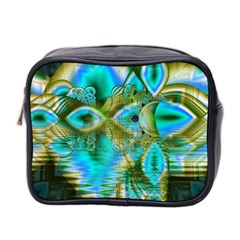 Crystal Gold Peacock, Abstract Mystical Lake Mini Travel Toiletry Bag (two Sides) by DianeClancy