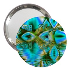 Crystal Gold Peacock, Abstract Mystical Lake 3  Handbag Mirror by DianeClancy