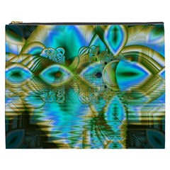 Crystal Gold Peacock, Abstract Mystical Lake Cosmetic Bag (xxxl) by DianeClancy