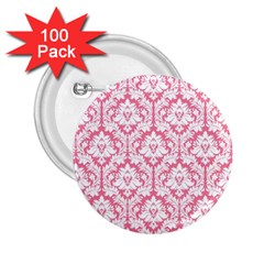 White On Soft Pink Damask 2 25  Button (100 Pack) by Zandiepants