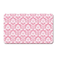 White On Soft Pink Damask Magnet (rectangular) by Zandiepants