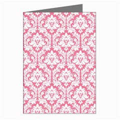 White On Soft Pink Damask Greeting Card (8 Pack) by Zandiepants