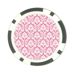 White On Soft Pink Damask Poker Chip (10 Pack) by Zandiepants