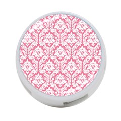 White On Soft Pink Damask 4-port Usb Hub (one Side) by Zandiepants