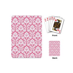 White On Soft Pink Damask Playing Cards (mini) by Zandiepants