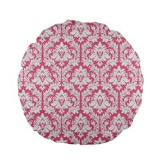 Soft Pink Damask Pattern Standard 15  Premium Round Cushion  by Zandiepants