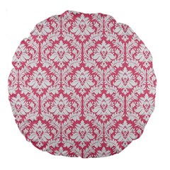 Soft Pink Damask Pattern Large 18  Premium Round Cushion  by Zandiepants