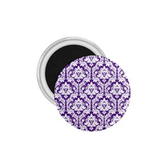 White On Purple Damask 1 75  Button Magnet by Zandiepants