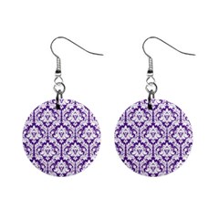 Royal Purple Damask Pattern 1  Button Earrings by Zandiepants