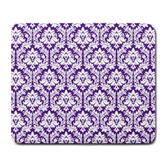 White On Purple Damask Large Mouse Pad (rectangle)