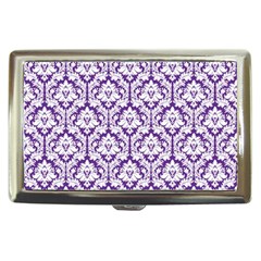 White On Purple Damask Cigarette Money Case by Zandiepants