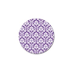 White On Purple Damask Golf Ball Marker by Zandiepants